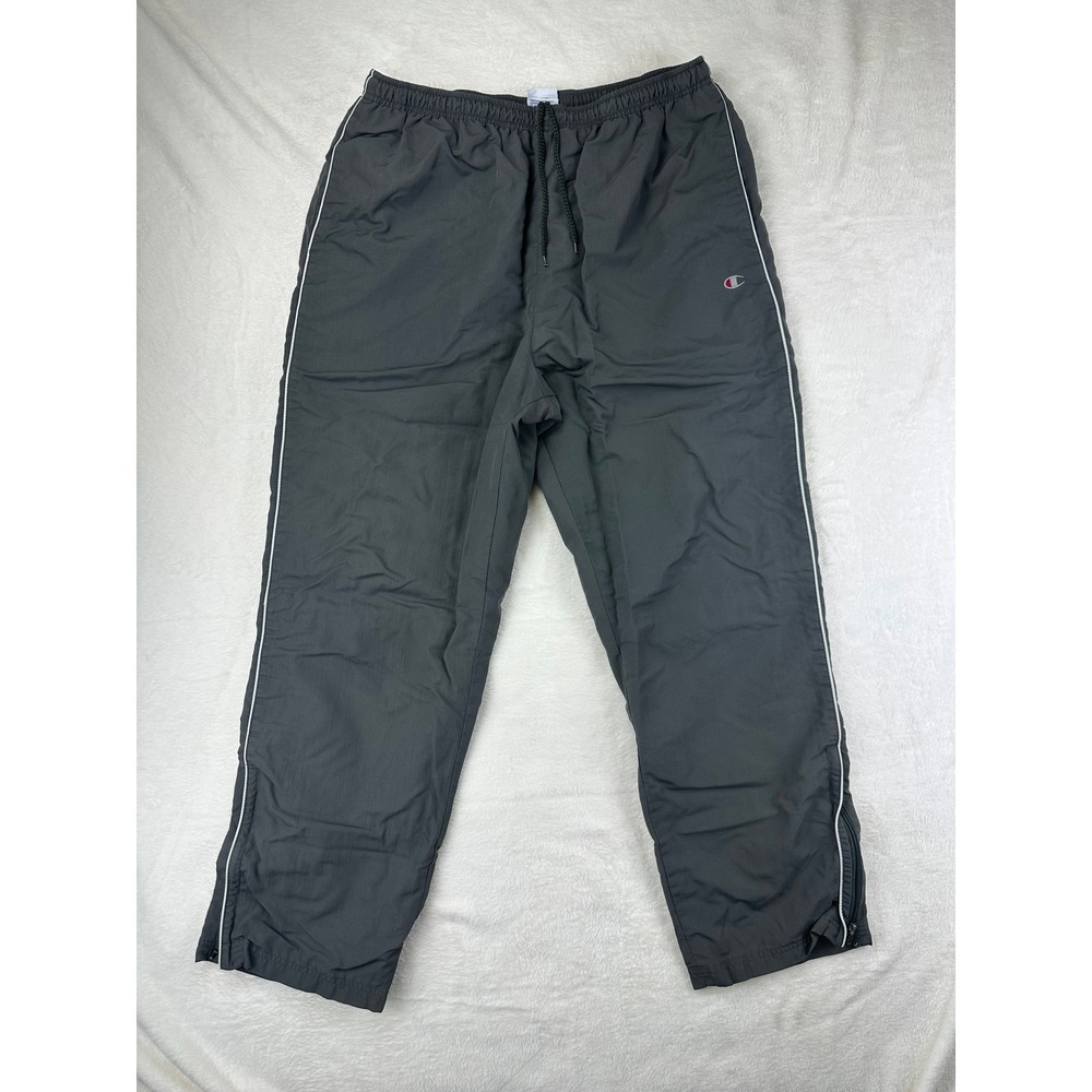 Champion Track Pants Mens XL Relaxed Gray Athletic Jogger Nylon Mesh Vintage Y2K